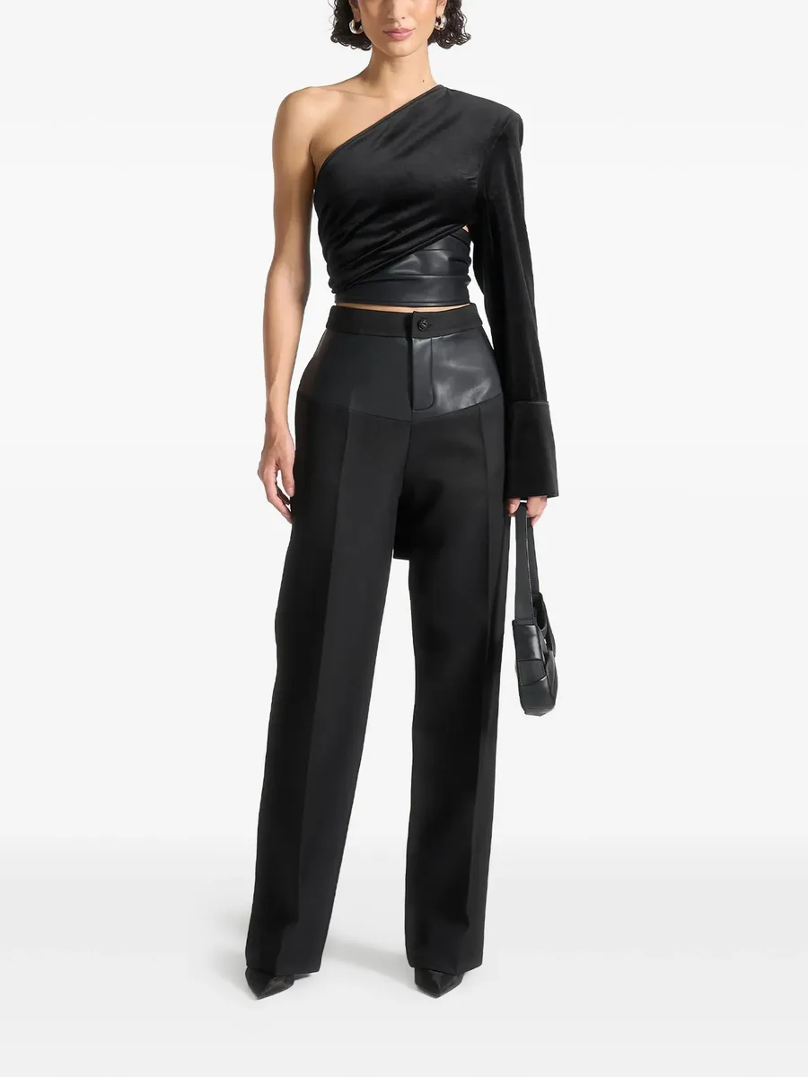 Coralie - one sleeve velour wrap top - brown 4