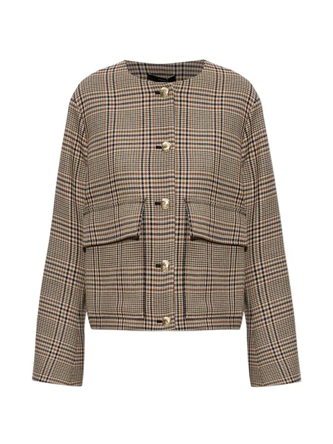 check-pattern buttoned jacket
