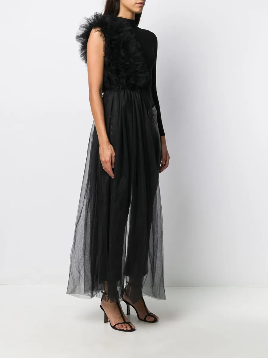x Lia Aram ruched tulle jersey bodysuit 5