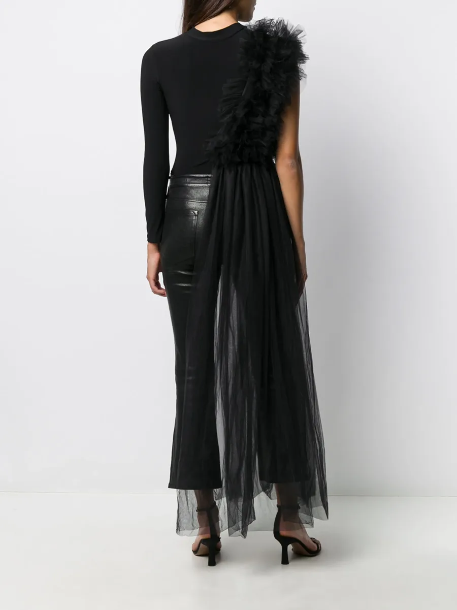x Lia Aram ruched tulle jersey bodysuit 8