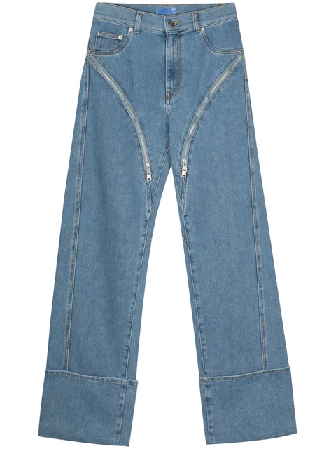 zipped wide-leg jeans