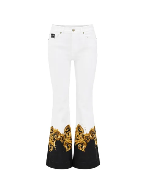 printed flared jeans