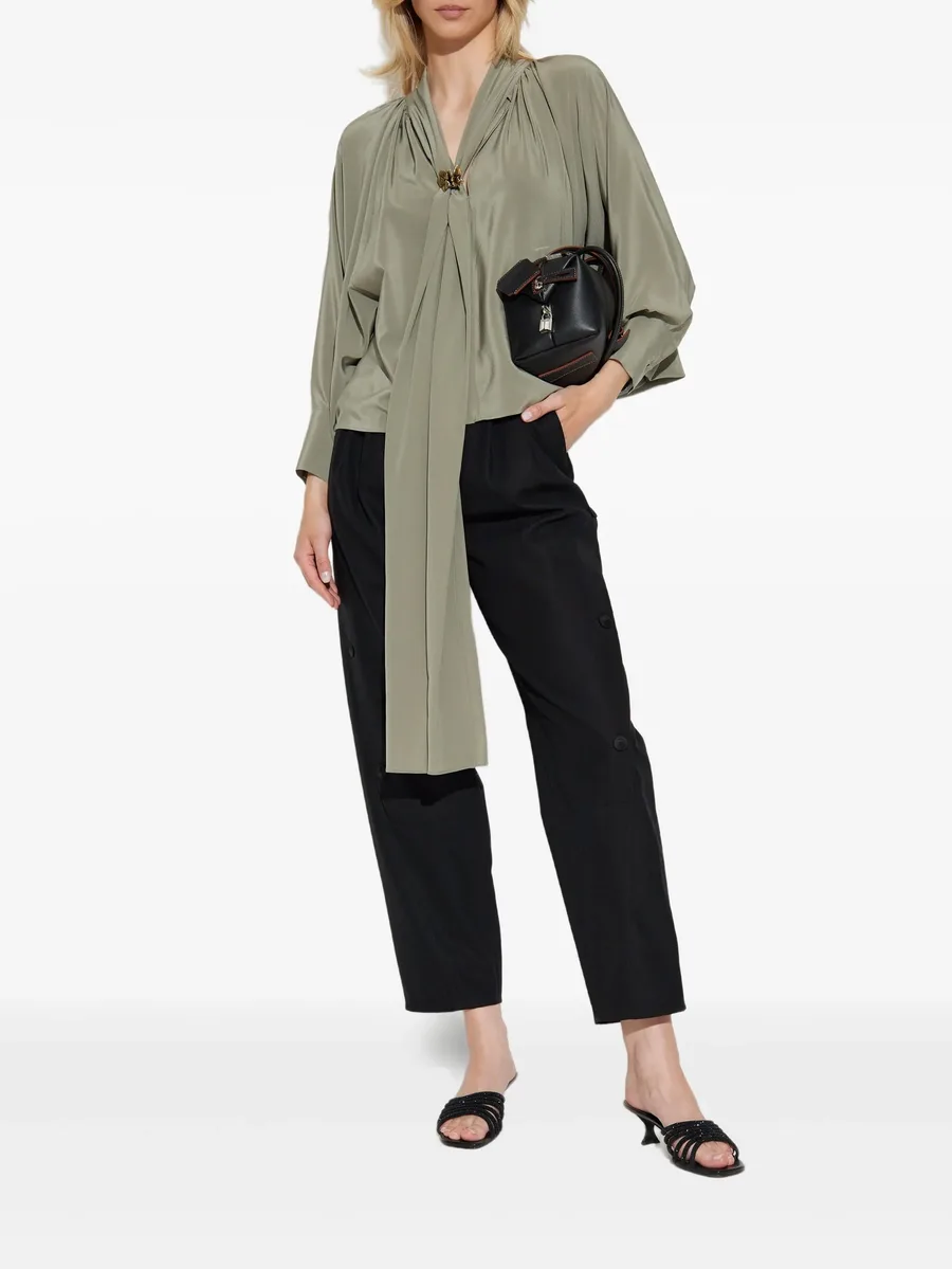 pleated tie-neck blouse 4