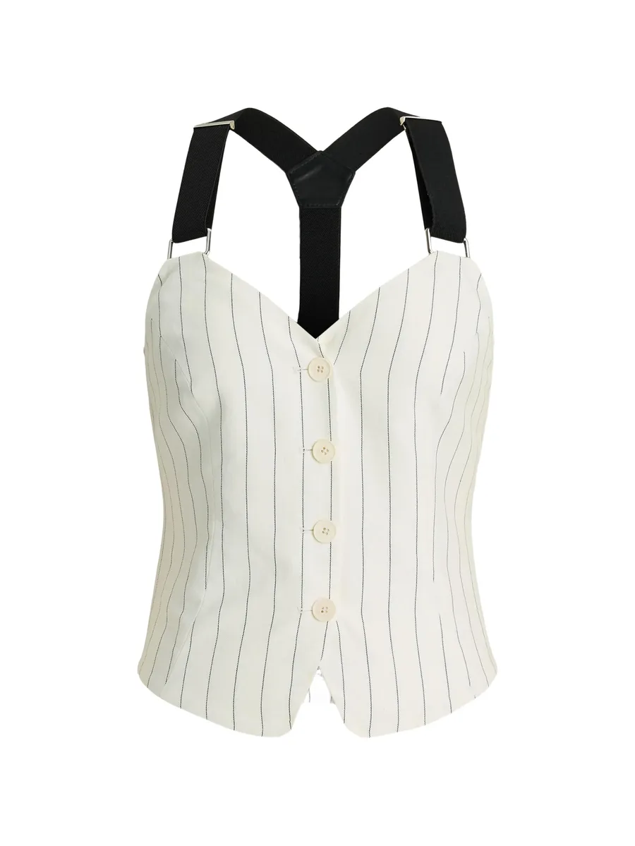 Donella striped suspender bustier top 2