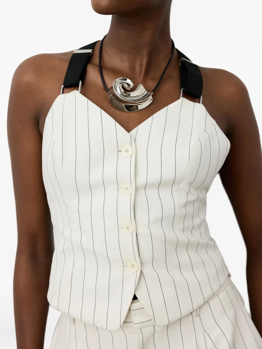 Donella striped suspender bustier top 10