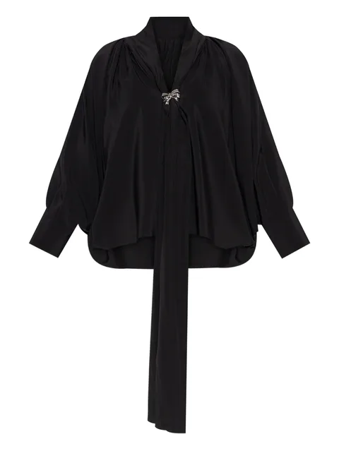 tie-front silk blouse