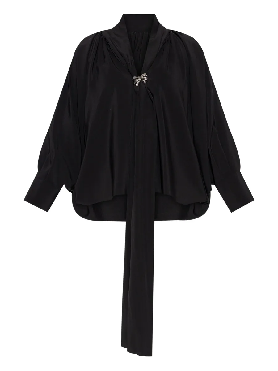 tie-front silk blouse 2