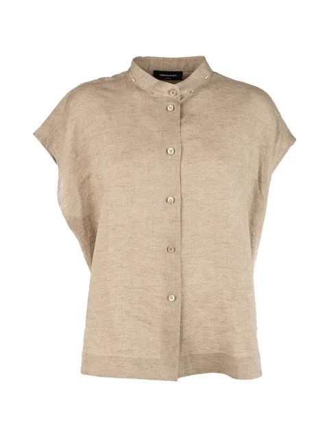mandarin collar button blouse