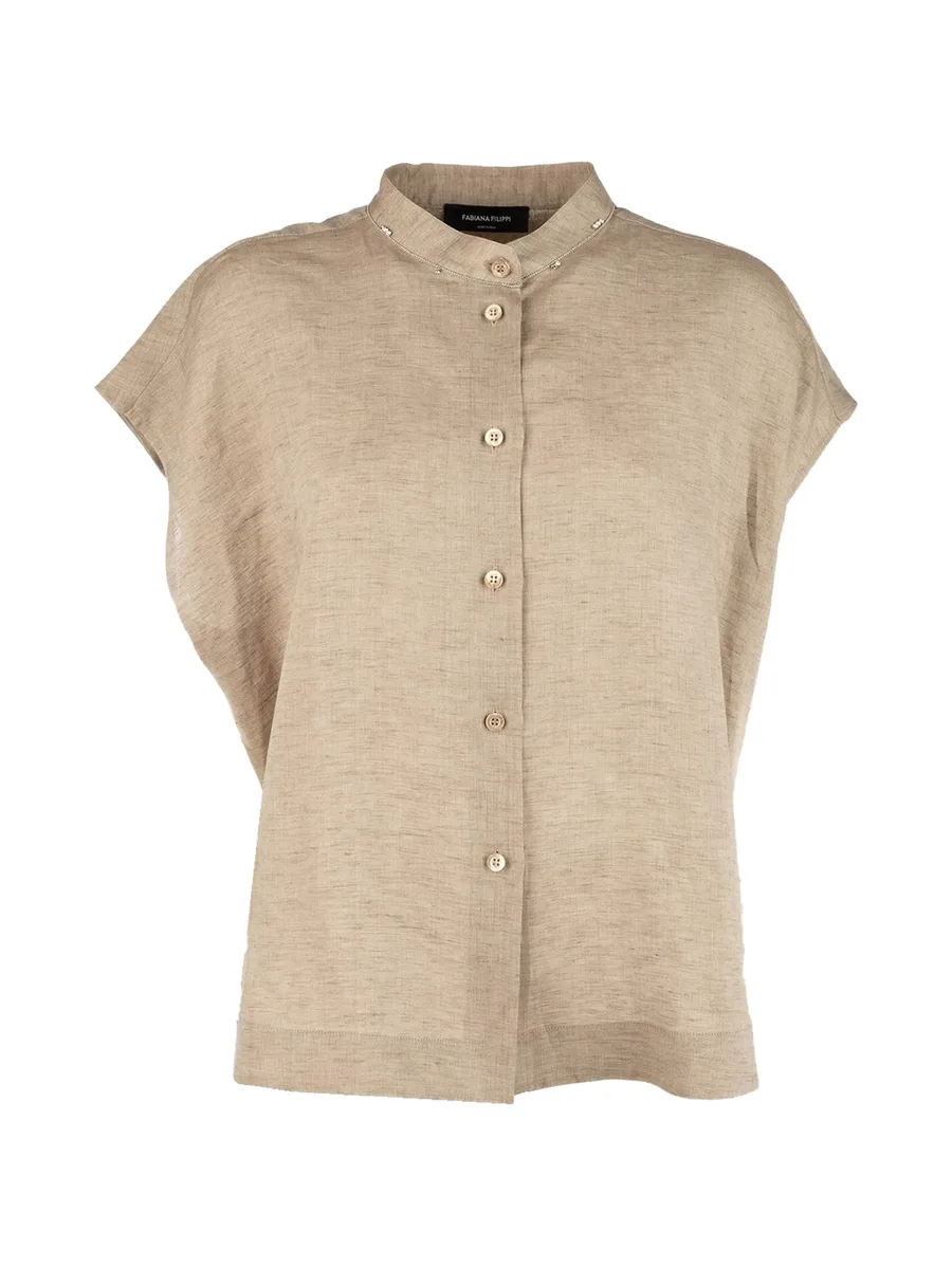mandarin collar button blouse 2