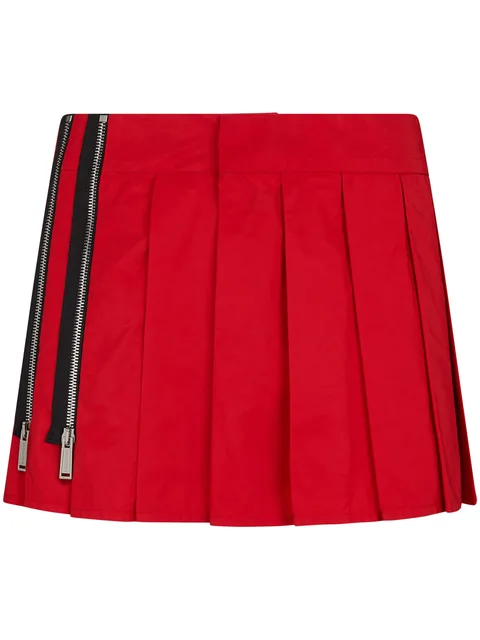 pressed-crease zip-detail skirt