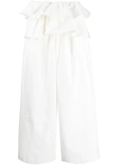 брюки с завышенной талией и оборками