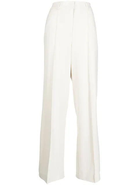 twill straight-leg trousers