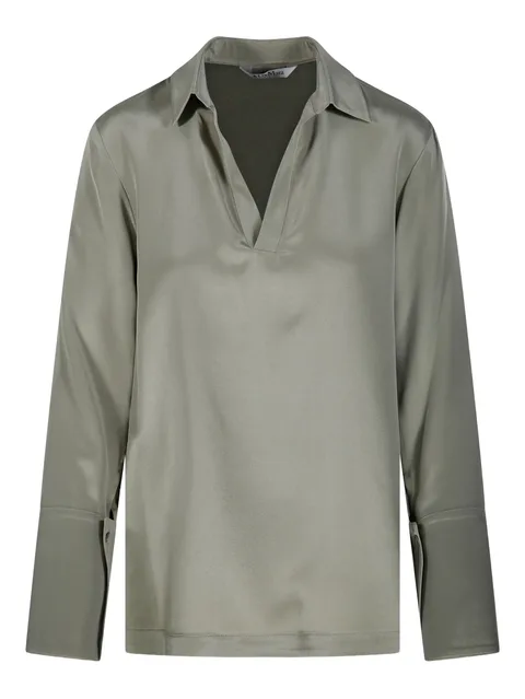 V-neck long-sleeve blouse