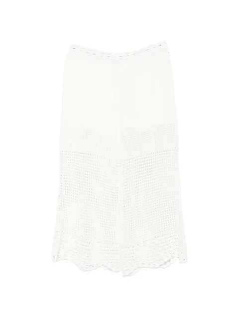 crochet-knit scalloped-hem trousers