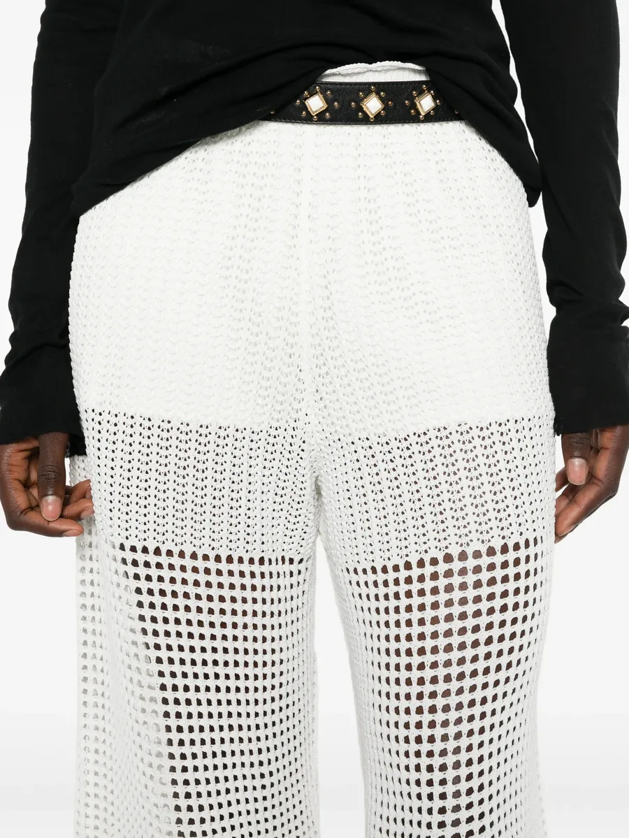 crochet-knit scalloped-hem trousers 10