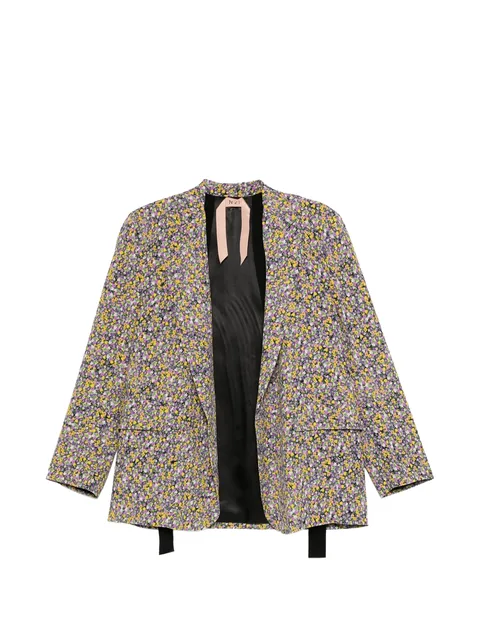 floral-print flap-pocket blazer