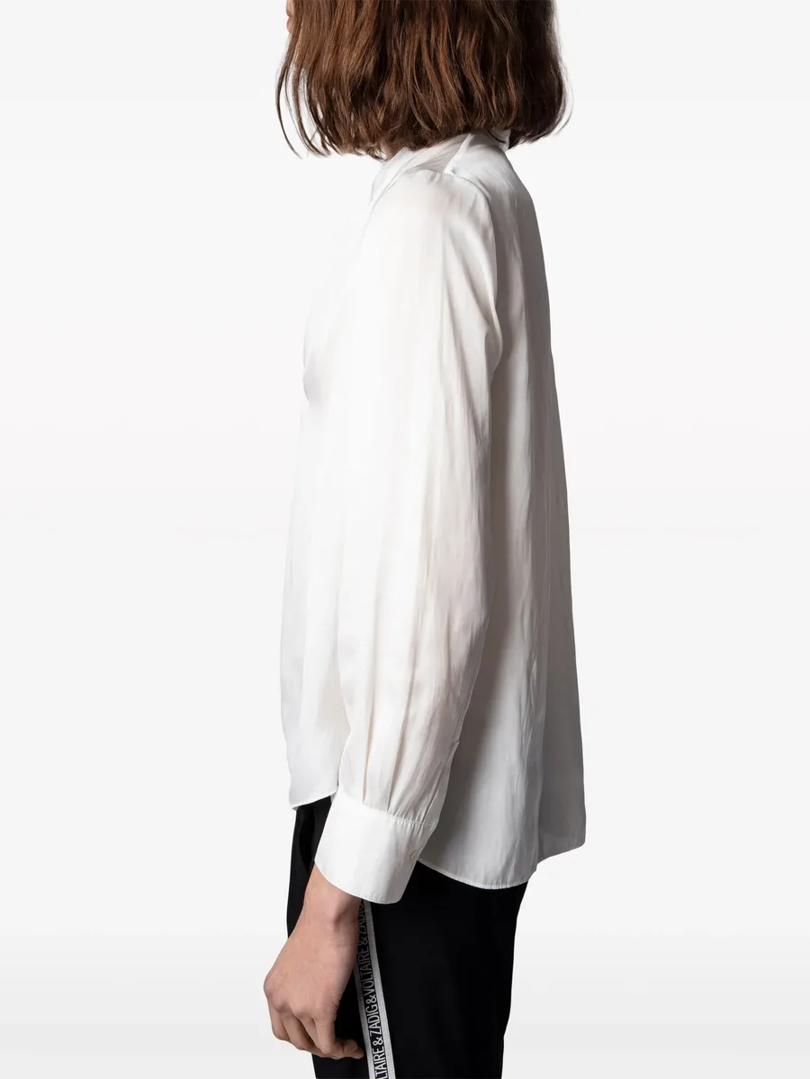 gathered-detail satin-weave blouse 8