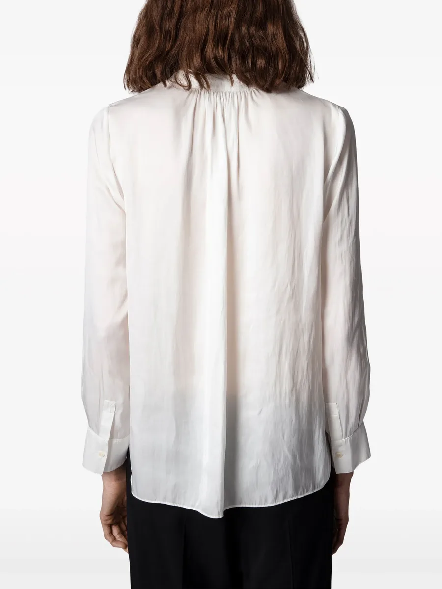 gathered-detail satin-weave blouse 10