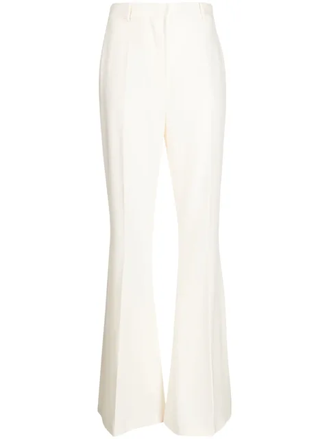 high-waisted flared trousers