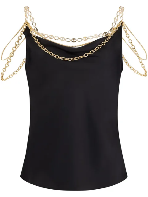 chain-detail cowl-neck top
