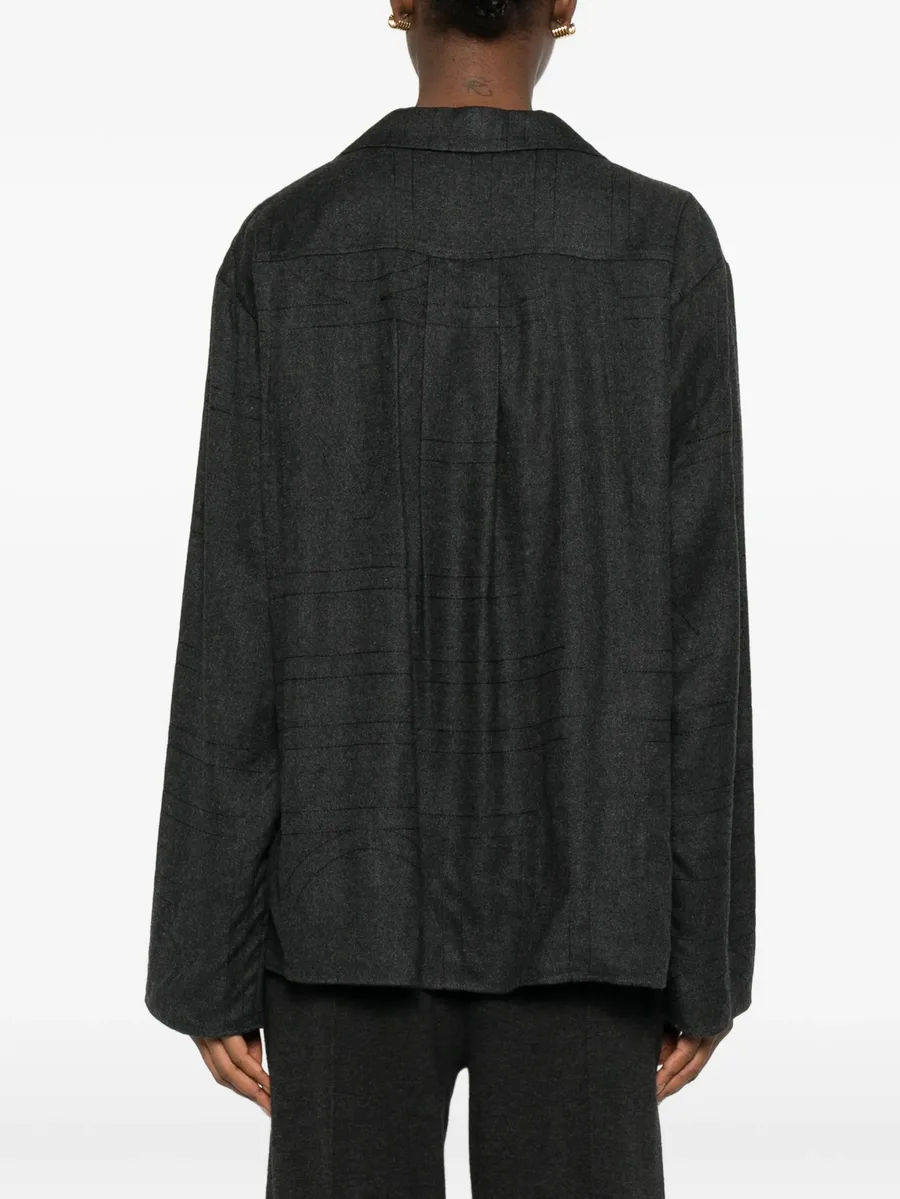 monogram-pattern flannel shirt 7
