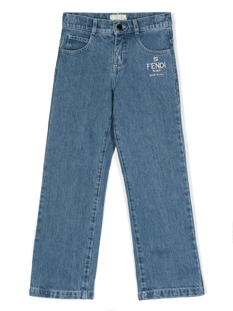 прямые джинсы с вышитым логотипом 2
