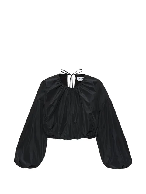 gathered balloon-sleeves blouse
