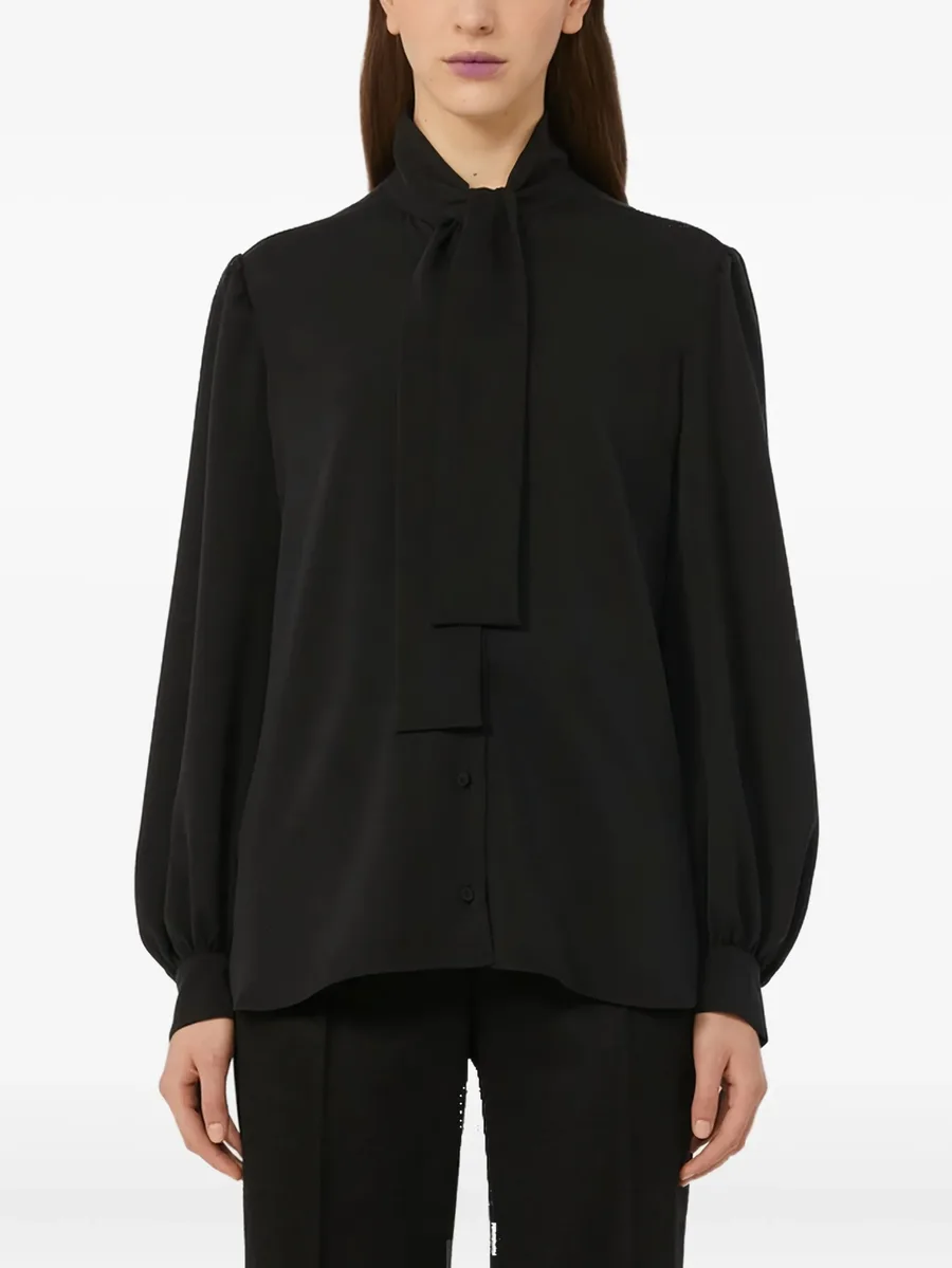 tie-neck puff-sleeve blouse 2