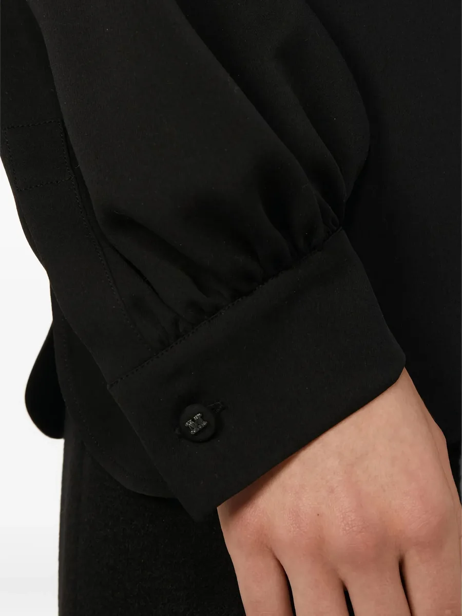 tie-neck puff-sleeve blouse 9