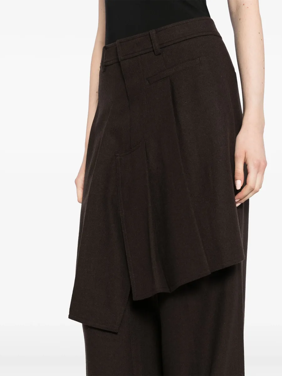 asymmetric pleats detailed straight pants 9
