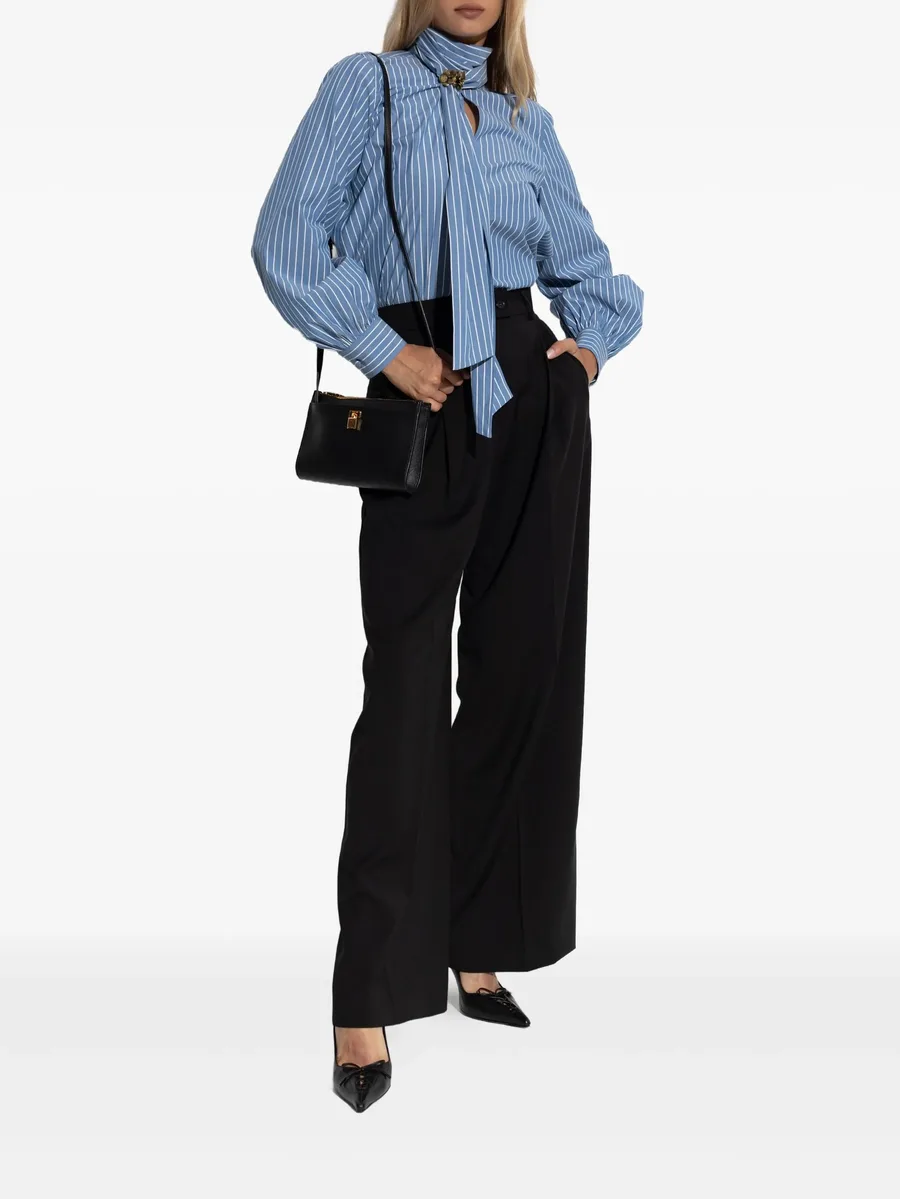 Disco striped flower-embellished blouse 3