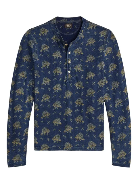 buttoned floral long-sleeved T-shirt