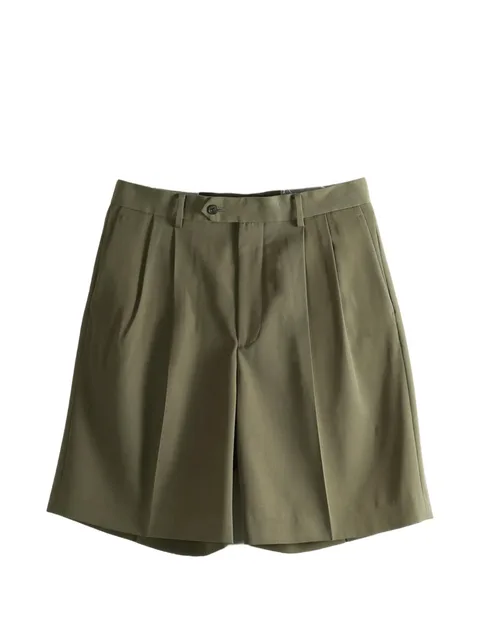 pleated gabardine shorts