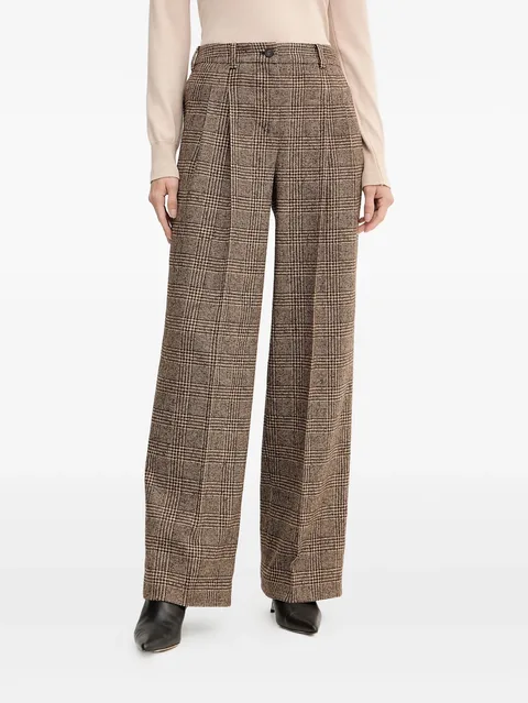 Ossana check pleated trousers