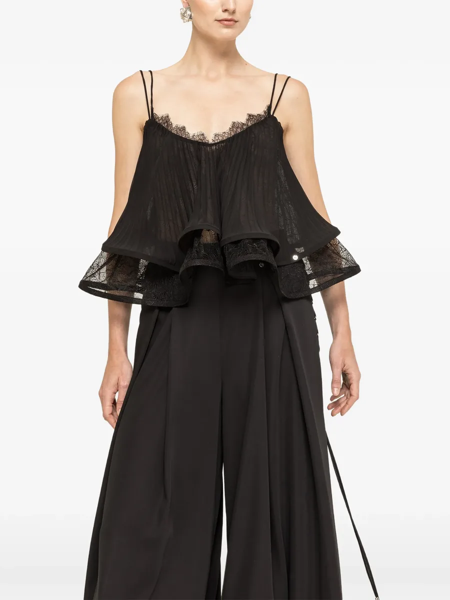pleated lace-trim broken blouse 9