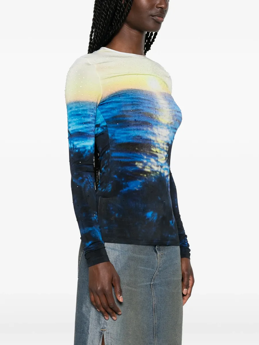 crystal-embellished sunset-print T-shirt 5