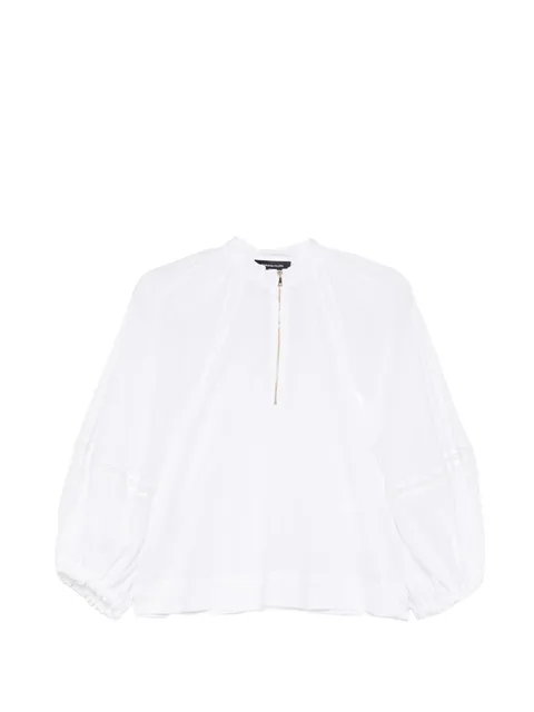 zip balloon-sleeve blouse