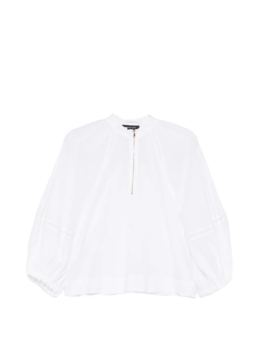 zip balloon-sleeve blouse 2