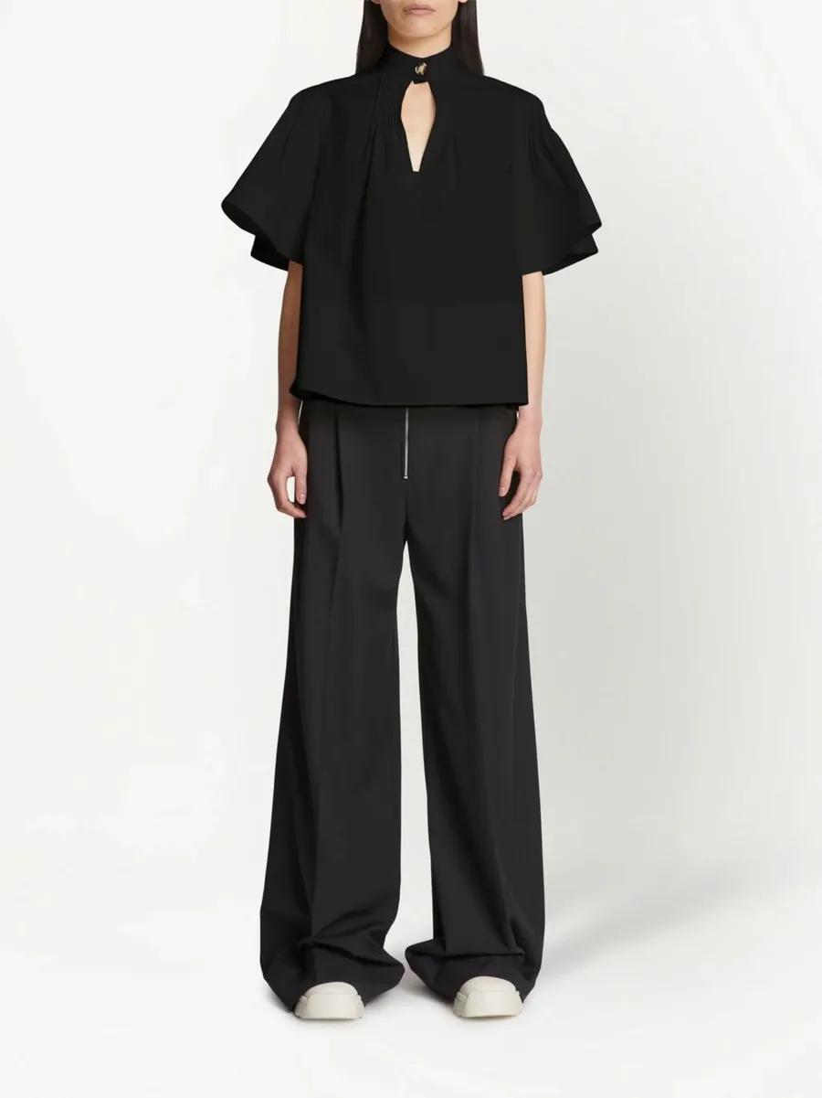 pintuck-detail short-sleeved blouse 6