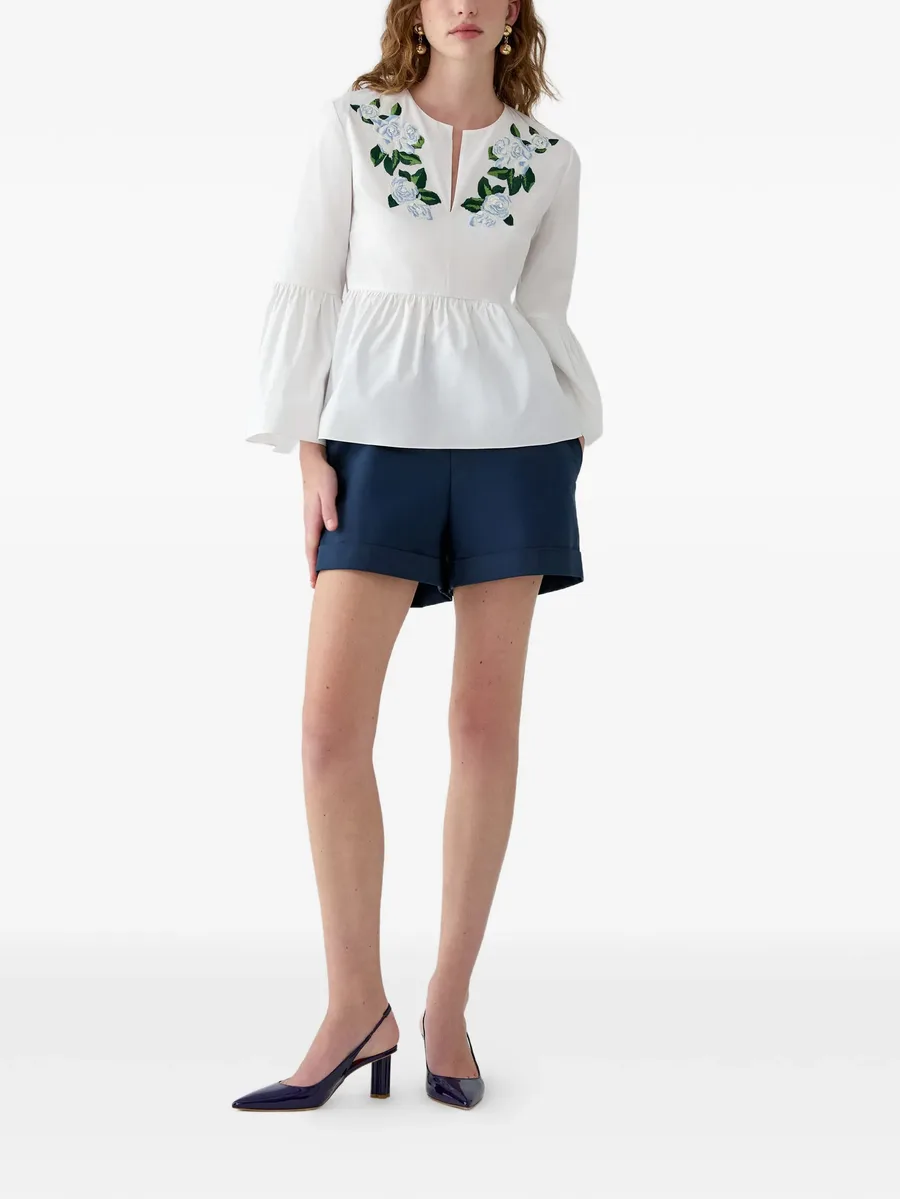 floral-embroidered bell sleeve top 4