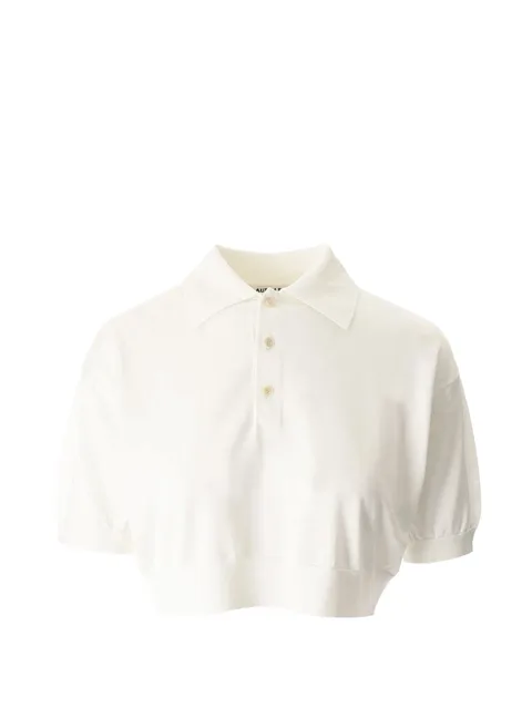 silk cropped polo shirt