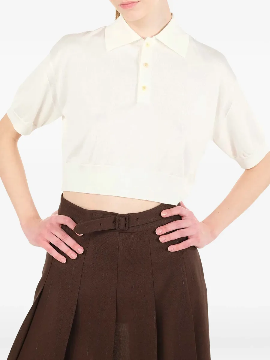 silk cropped polo shirt 10