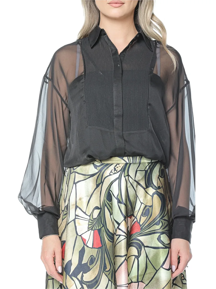 Rasiia bib-detail sheer shirt 2