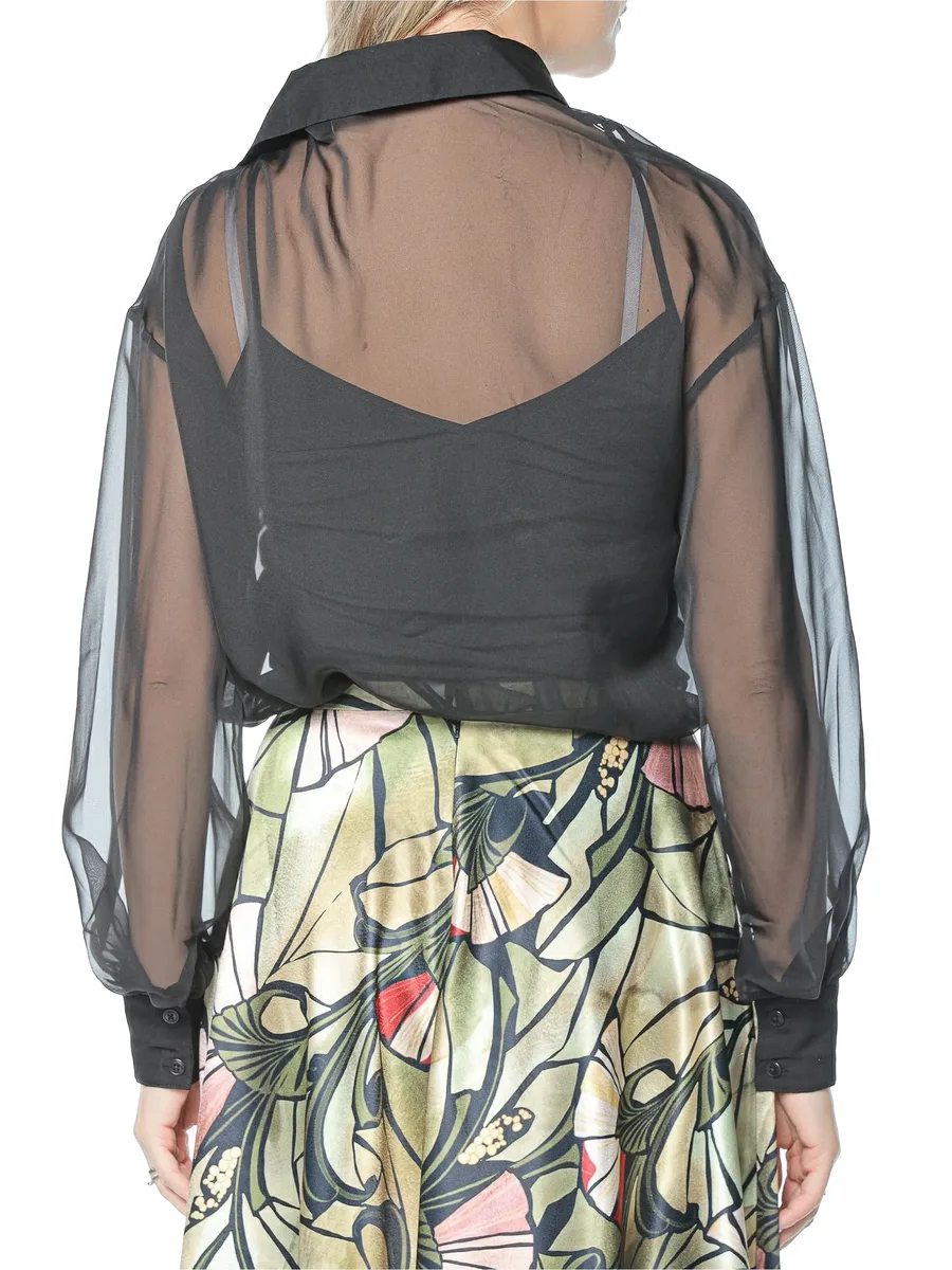 Rasiia bib-detail sheer shirt 6