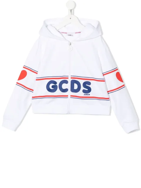 logo-print zip-up hoodie