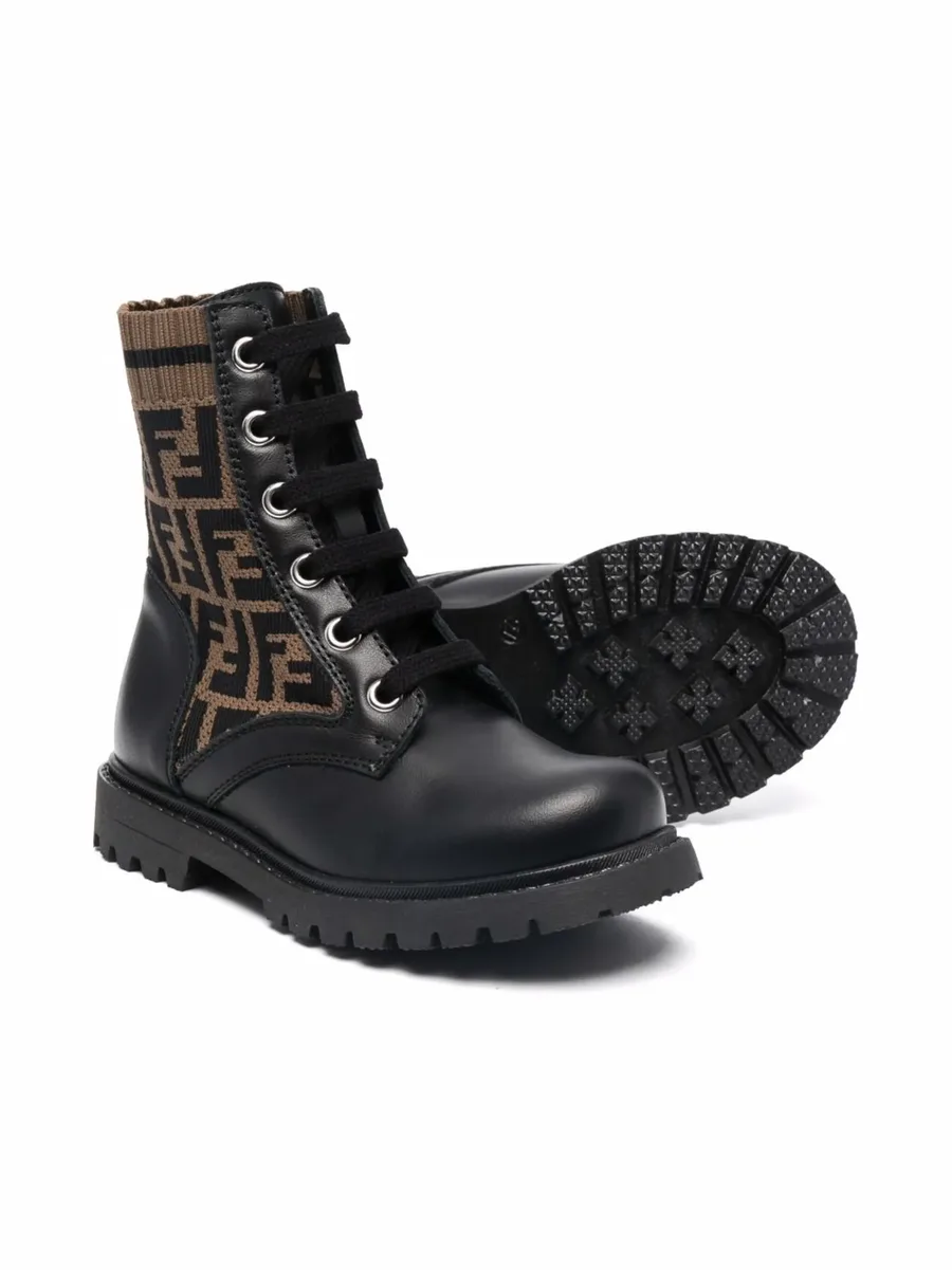 FF motif lace-up boots 4