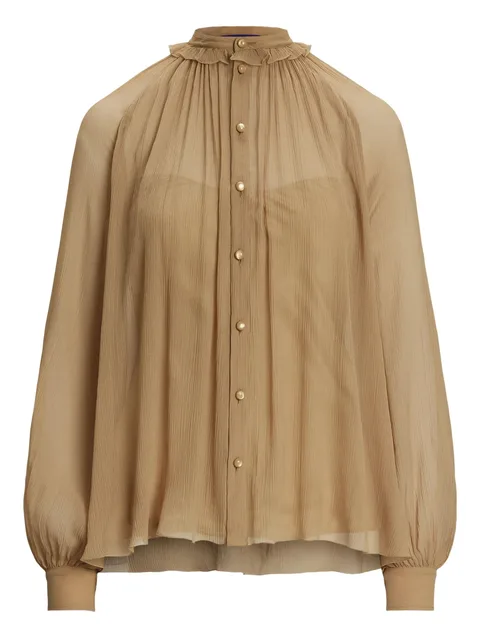 pleated mock-neck blouse