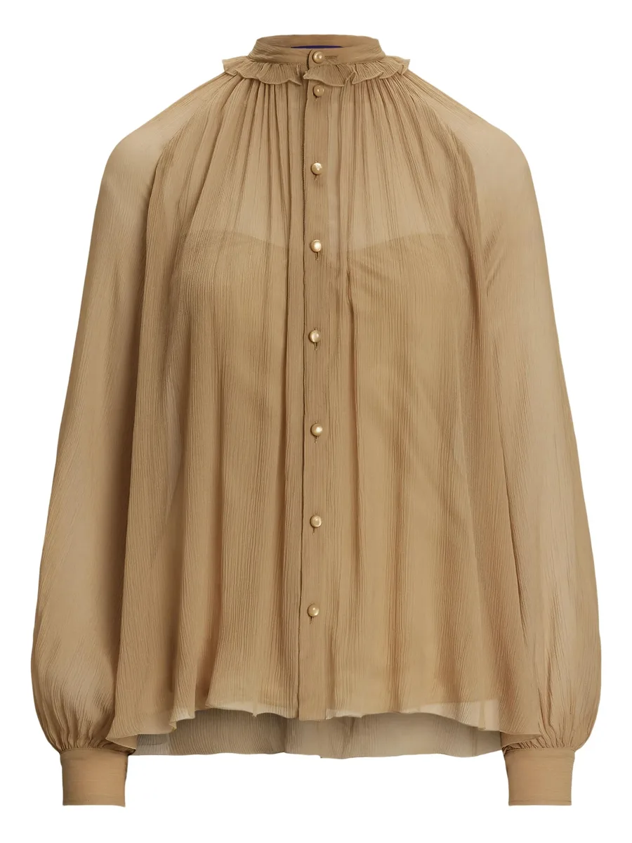 pleated mock-neck blouse 2