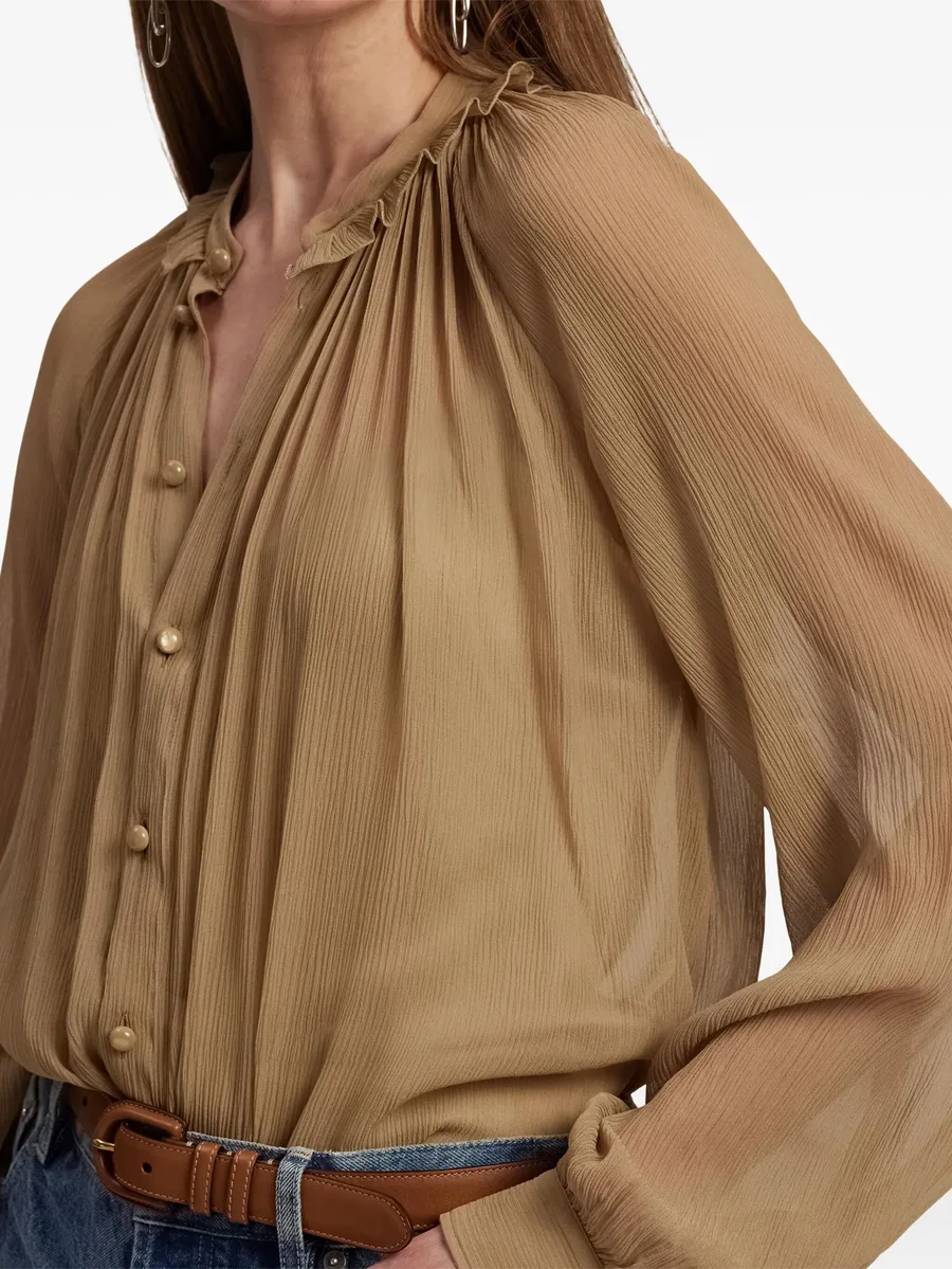 pleated mock-neck blouse 12