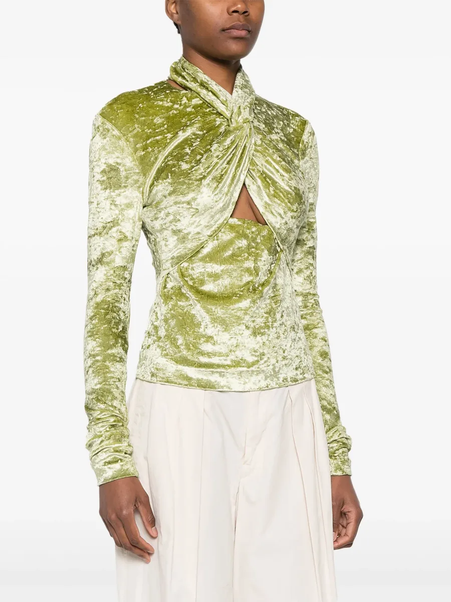 Iride twist-detailing velvet top 5